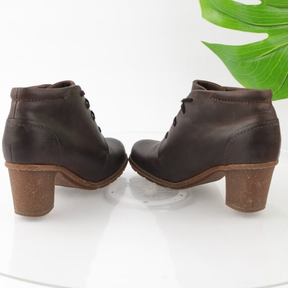 Clarks Womens Sashlin Sue Boot Size 6.5 Brown Leather Block Heel Lace Up Booties - Picture 6 of 11